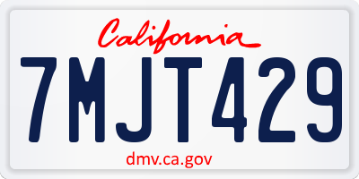 CA license plate 7MJT429