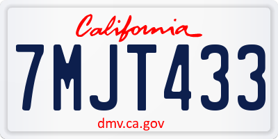 CA license plate 7MJT433