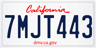 CA license plate 7MJT443
