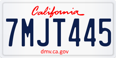 CA license plate 7MJT445