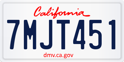 CA license plate 7MJT451