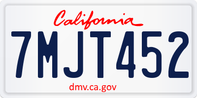 CA license plate 7MJT452