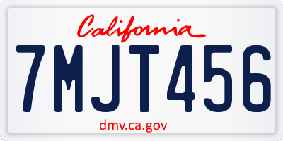 CA license plate 7MJT456