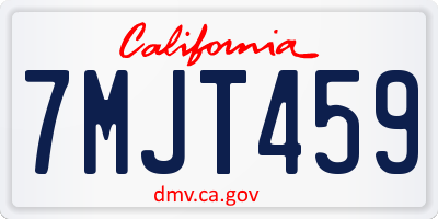 CA license plate 7MJT459