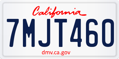 CA license plate 7MJT460