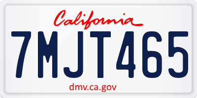 CA license plate 7MJT465