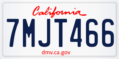 CA license plate 7MJT466