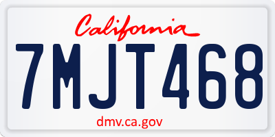 CA license plate 7MJT468