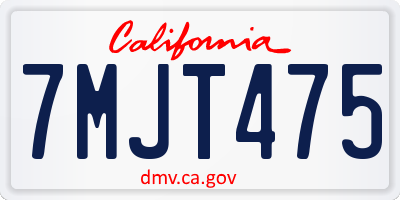 CA license plate 7MJT475