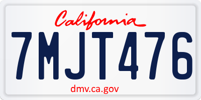 CA license plate 7MJT476