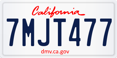CA license plate 7MJT477