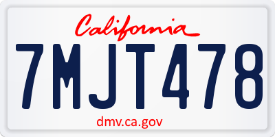 CA license plate 7MJT478