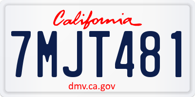 CA license plate 7MJT481