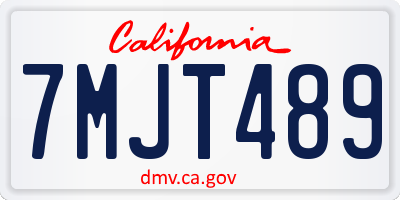 CA license plate 7MJT489