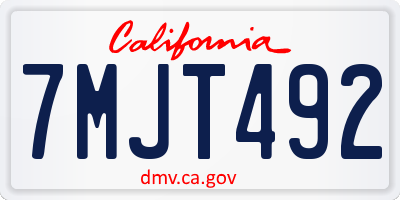 CA license plate 7MJT492
