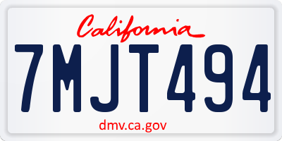 CA license plate 7MJT494