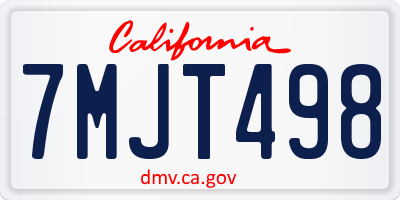 CA license plate 7MJT498