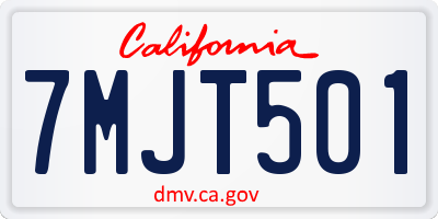 CA license plate 7MJT501