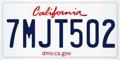 CA license plate 7MJT502