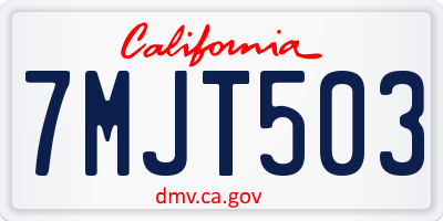 CA license plate 7MJT503