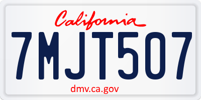 CA license plate 7MJT507