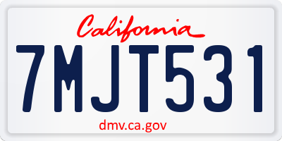 CA license plate 7MJT531