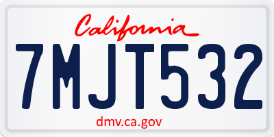 CA license plate 7MJT532