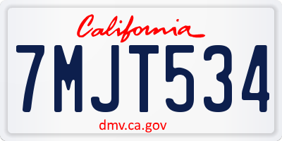 CA license plate 7MJT534
