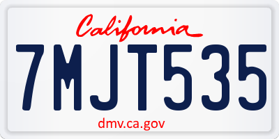 CA license plate 7MJT535