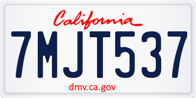 CA license plate 7MJT537