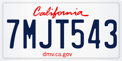 CA license plate 7MJT543