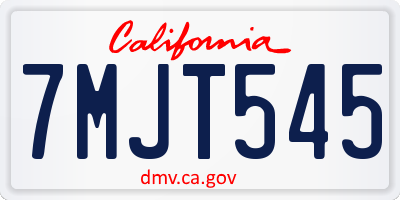 CA license plate 7MJT545
