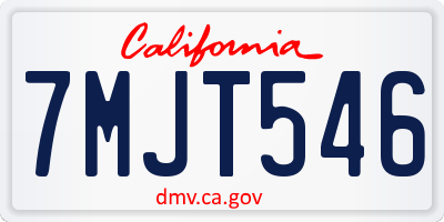 CA license plate 7MJT546