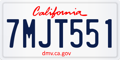 CA license plate 7MJT551
