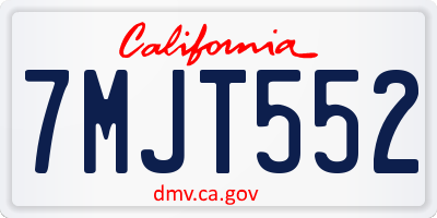 CA license plate 7MJT552