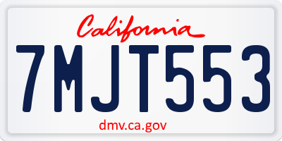 CA license plate 7MJT553