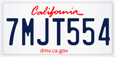 CA license plate 7MJT554