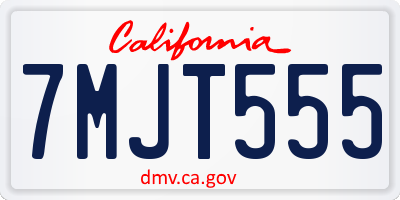CA license plate 7MJT555