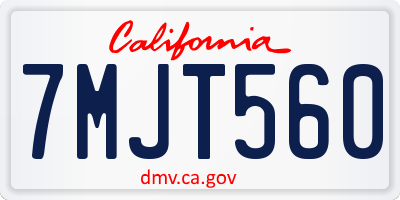 CA license plate 7MJT560