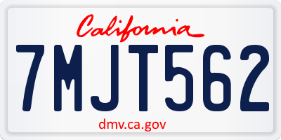 CA license plate 7MJT562