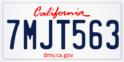 CA license plate 7MJT563