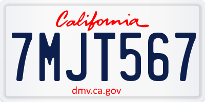 CA license plate 7MJT567
