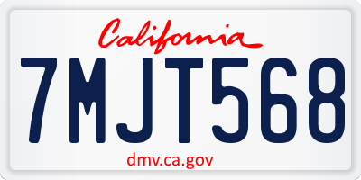 CA license plate 7MJT568