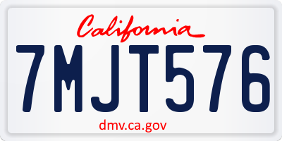 CA license plate 7MJT576