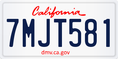 CA license plate 7MJT581