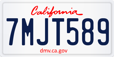 CA license plate 7MJT589