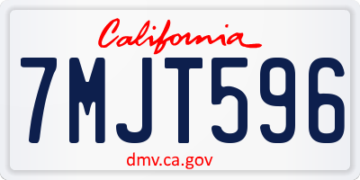 CA license plate 7MJT596