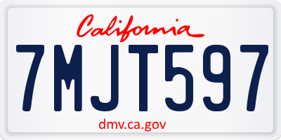 CA license plate 7MJT597