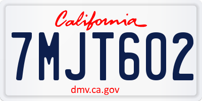 CA license plate 7MJT602