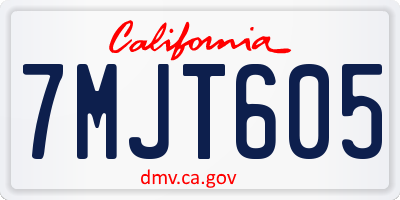 CA license plate 7MJT605